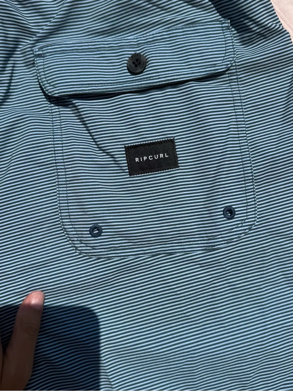 Rip Curl Blue and Black Striped Swim Trunks